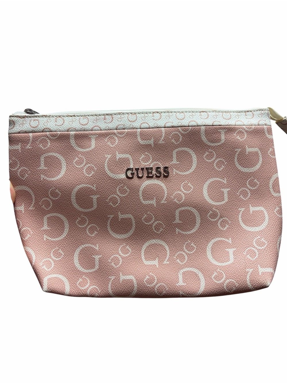 Guess Blush Pink Logo Zip Pouch